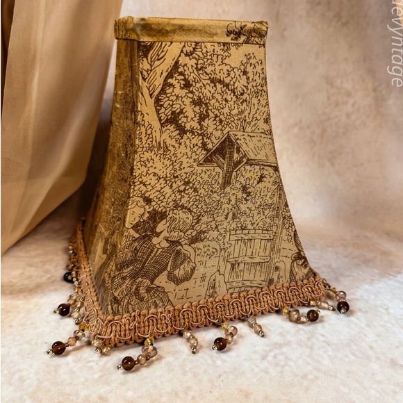 Other - Gold and Beaded Lamp Shade-Vintage